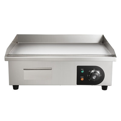 Commercial Electric Griddle, 21"x11.8", Stainless Steel, 1 Piece, Countertop Flat Top Grill, Silver, Precise Heat Control