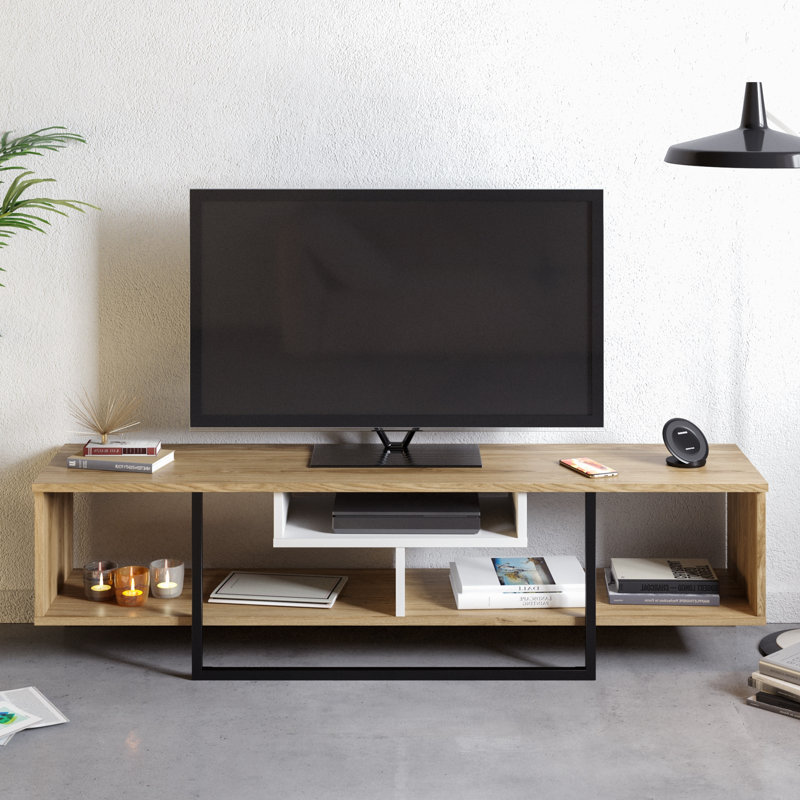 Belora TV Stand for TVs up to 65", White/Oud Oak/Black