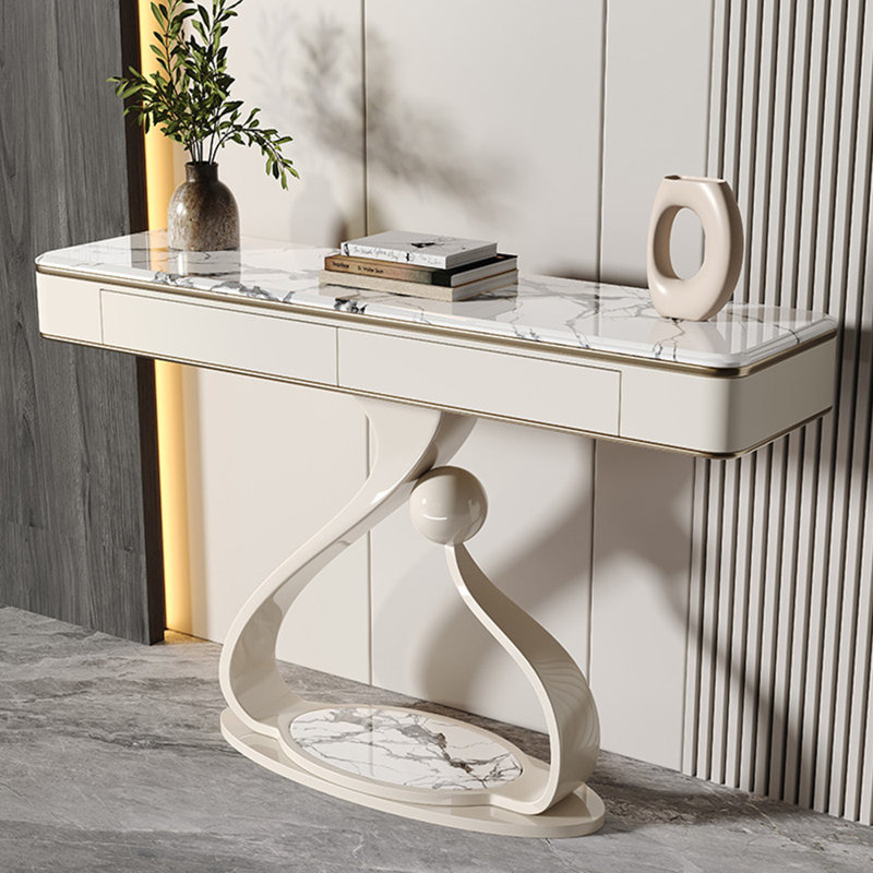 Console en pierre frittée de style italien, 33,4 po H x 62,9 po L x 13,7 po P