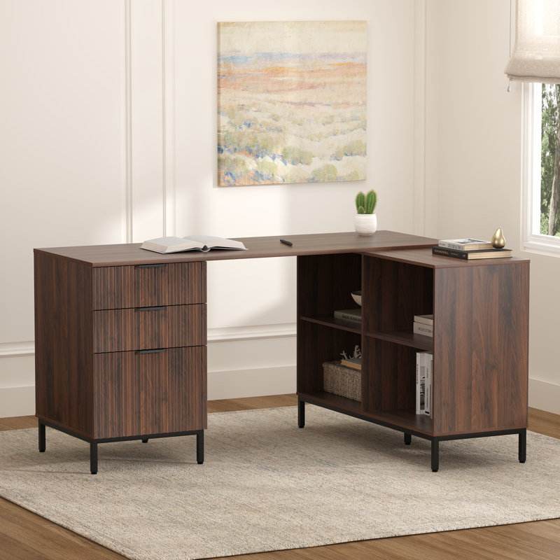 60" Fluted Executive Desk, Brown