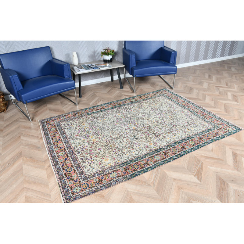 Tapis turc tissé à la main avec motif floral anatolien en laine arc-en-ciel idéal pour la chambre à coucher - pièce décorative sur mesure tissée à plat Oushak