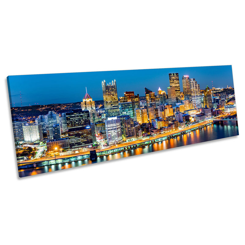Pittsburgh City Skyline - Wrapped Canvas Panoramic Print, 30.48cm H x 91.44cm W