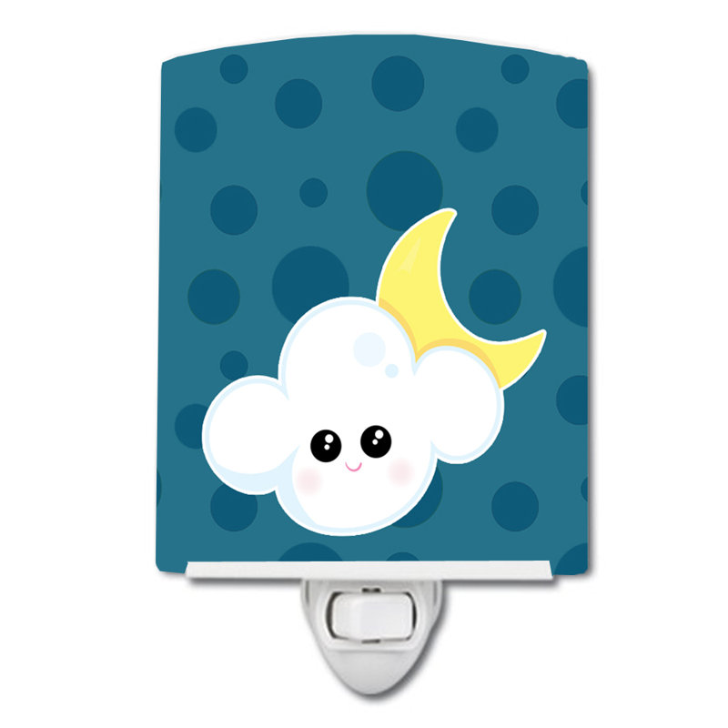 Weather Cloudy Moon Face Ceramic Night Light
