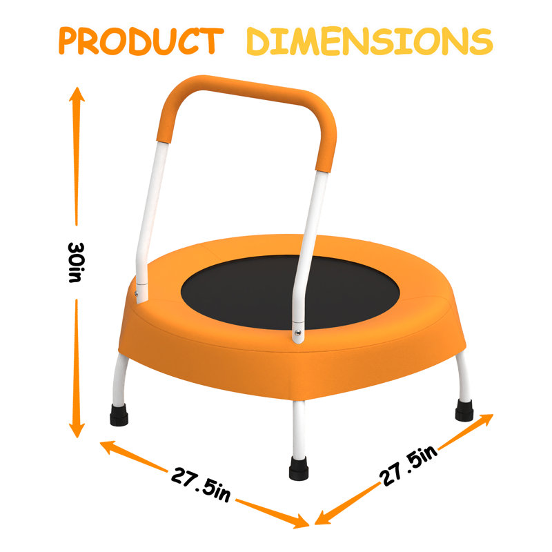 Toddler Trampoline for Kids 1 Year Plus with Handle, Orange