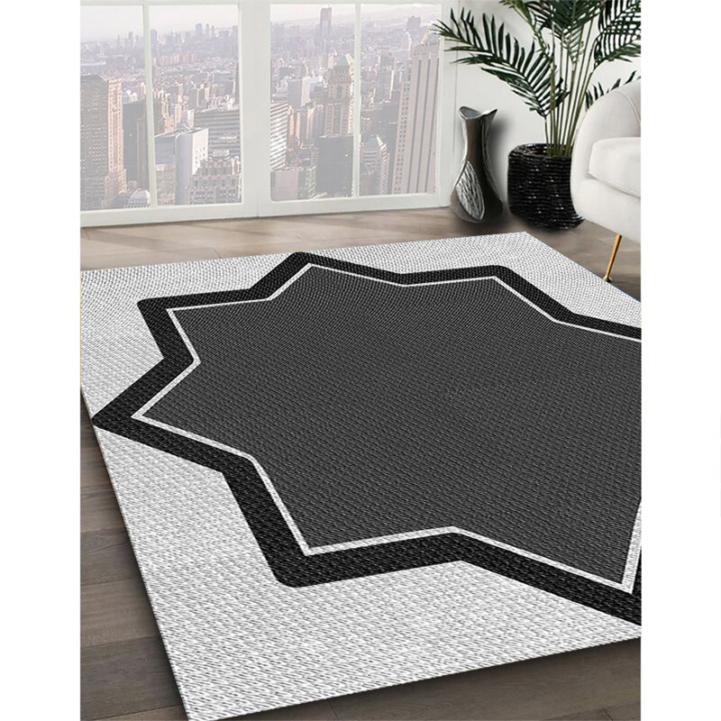 Tapis noir/blanc à motifs, Rectangle 7 pi x 10 pi