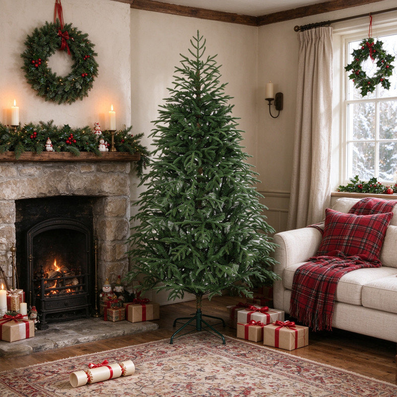 6 ft Artificial Full Spruce Christmas Tree, Green with Realistic Dense Tips, Easy Assembly
