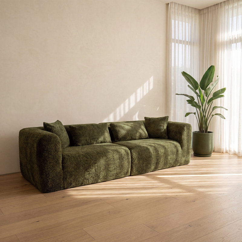 Canapé-lit sans ossature recouvert de chenille, canapé-lit profond, fauteuils de lecture, Vert