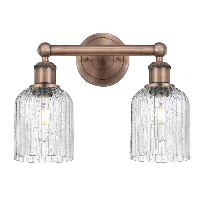 Abat-jour de salle de bain 2 lumières Edison Addeline 14 po, Cuivre antique, Grainé