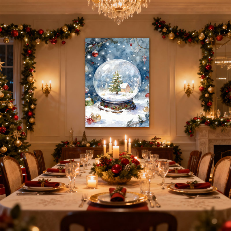 Boule de neige de Noël, ensemble de 3 impressions d'art sur toile, H 18 po x l 12 po