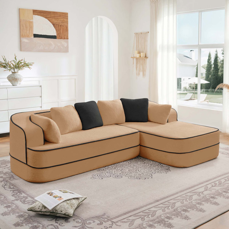 Canapé 32D Boneless Teddy Fluffy Comfy, Orienté à droite, Camel