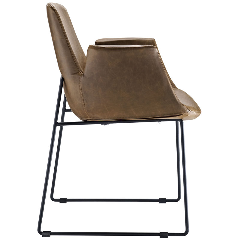 Carlsbad 23.5'' Brown Faux Leather Metal Arm Chair