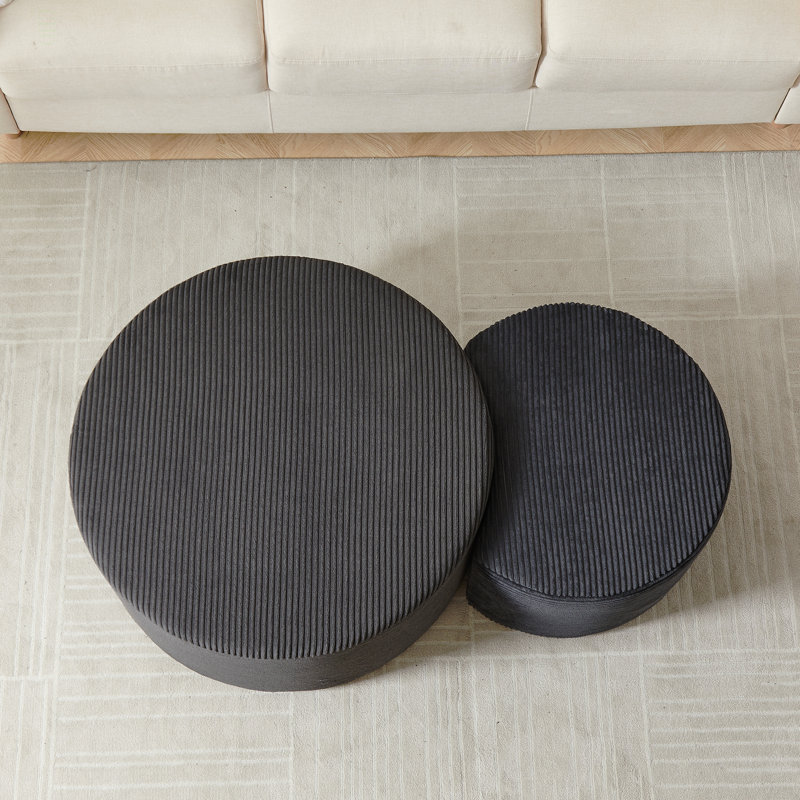 Ensemble de 2 tables basses gigognes pour le salon, ensemble de 2 tables basses rondes en mousse pour le salon, repose-pieds avec table d'appoint ronde moderne en mousse, sans assemblage