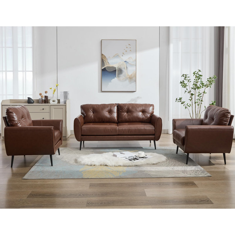 3 - Piece Living Room Set, Brown