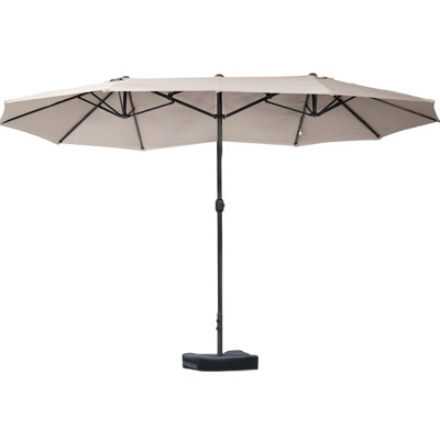 15' Rectangular Outdoor Sunshade Umbrella, , Steel, Double Sided Sunshade, Simple Crank, Coffee Patio Steel Pole, Sun Blocking, Easy Crank Mechanism,