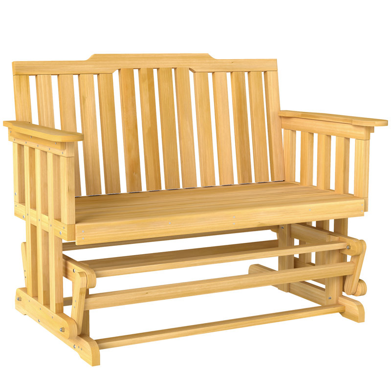 Banc d'extérieur en bois massif à bascule, Noir, noir, noir, noir
