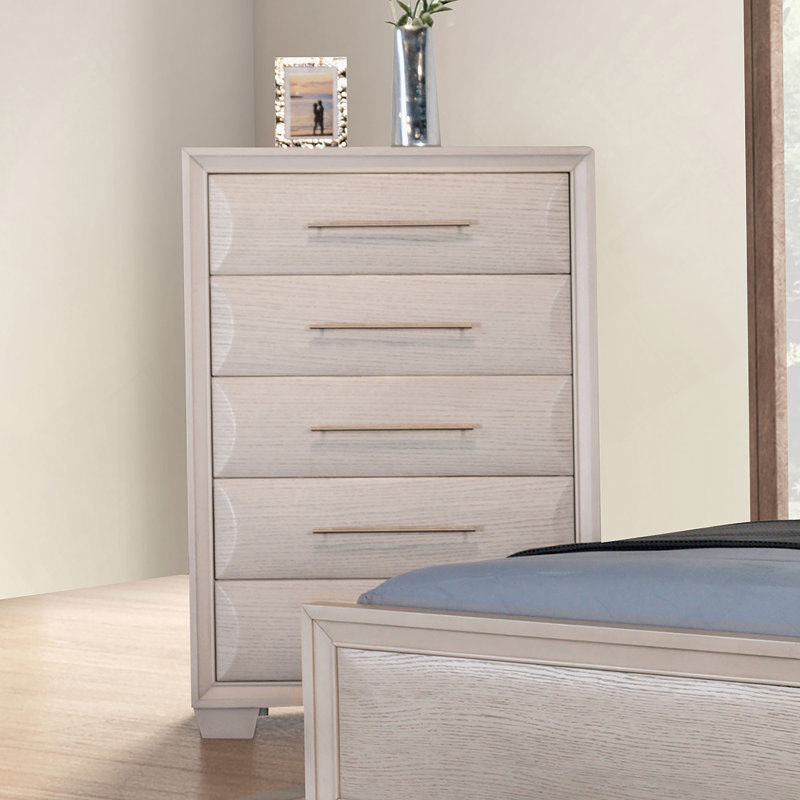 Commode à tiroirs en queue d'aronde anglaise, 1 pièce, finition chêne blanc