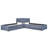 L-Shaped Twin Platform Bed with Trundle, Two Drawers & Built-in Desk, Space-Saving Gray Bed