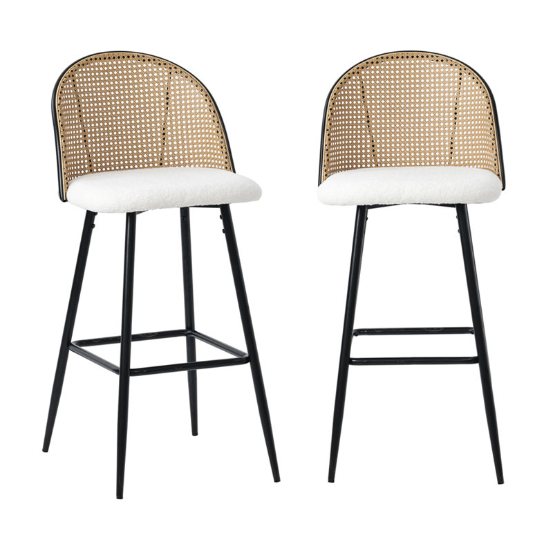 Boho Upholstered Counter Stool with Metal Frame