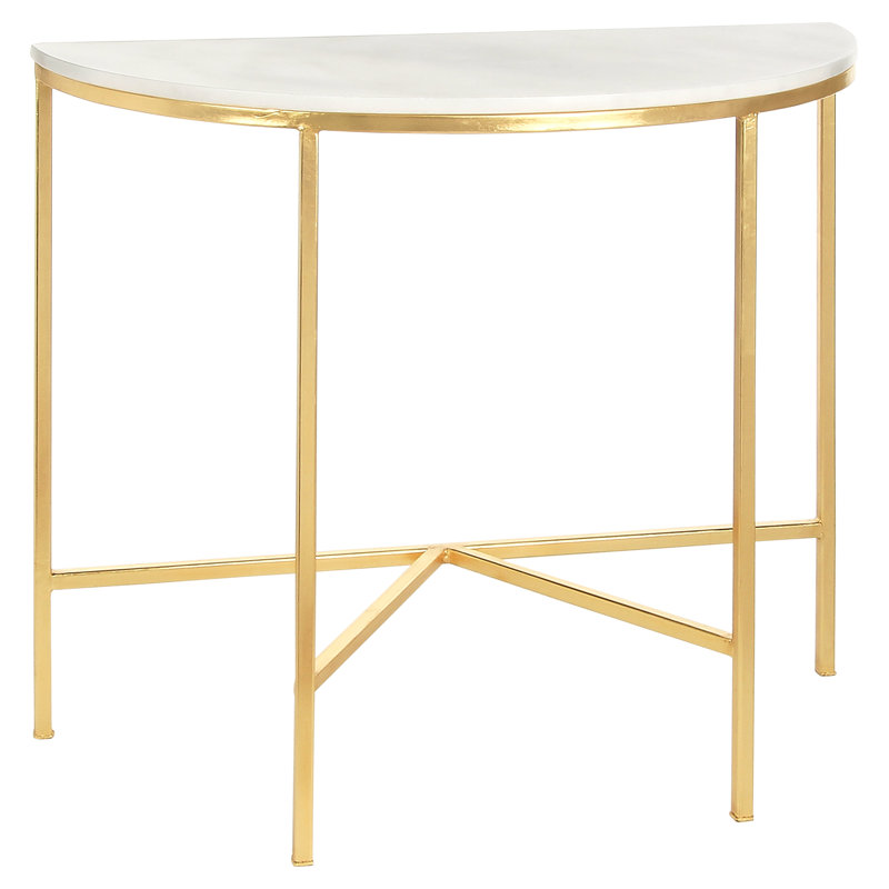 Vermont 38'' Console Table, Gold Leaf, Carrera Marble