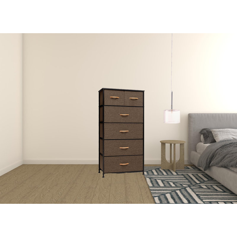 Commode 6 tiroirs Yarilis, Brun / noir