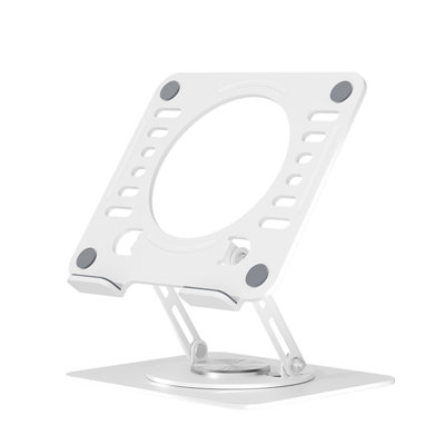 Uncaged Ergonomics Swivel Laptop Stand - Adjustable Aluminum Laptop Stand with 360° Rotating Base - White