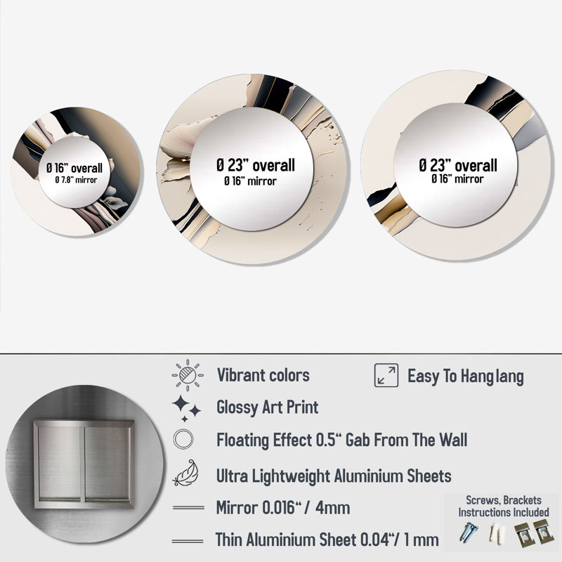 Miroir mural rond en aluminium Brayfield