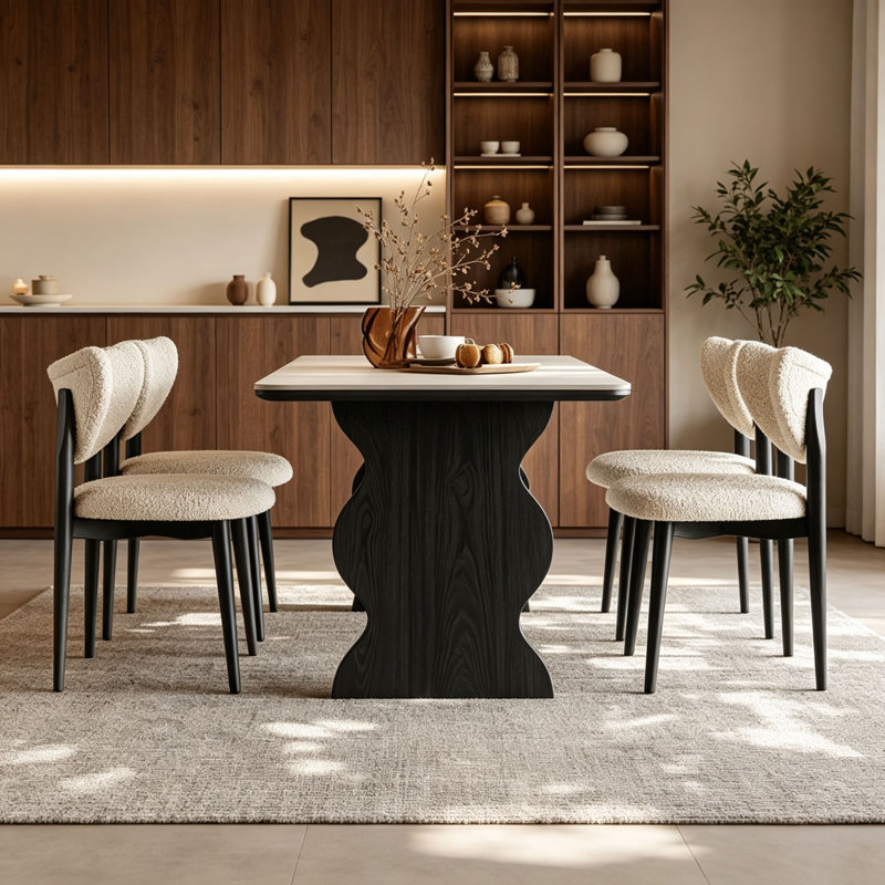 Table de salle à manger Retro Black Rock, H 29,5 po x l 70,9 po x P 35,4 po, 7
