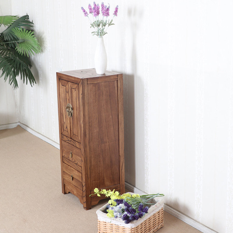 Solid Old Elm Wood Entryway Cabinet