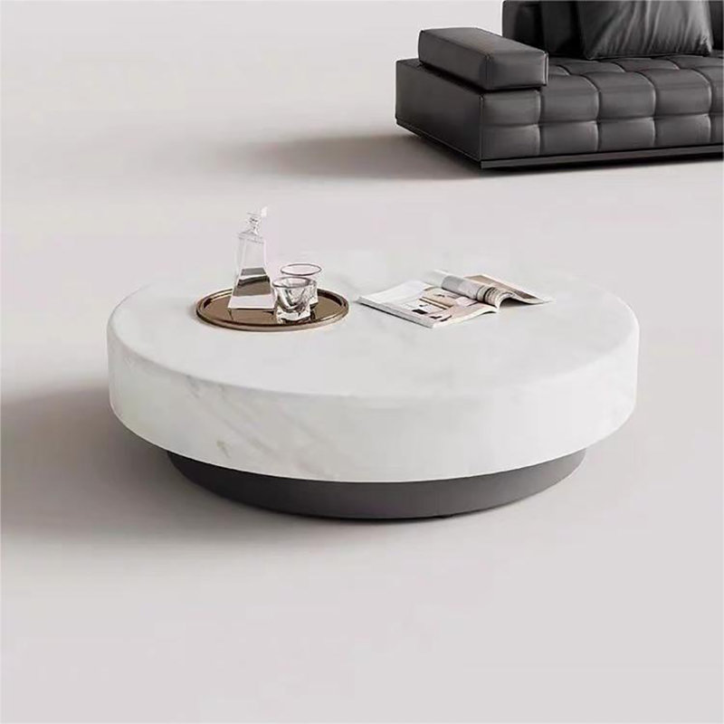 Premium round marble coffee table, 11.8" H x 35.4" L x 35.4" W