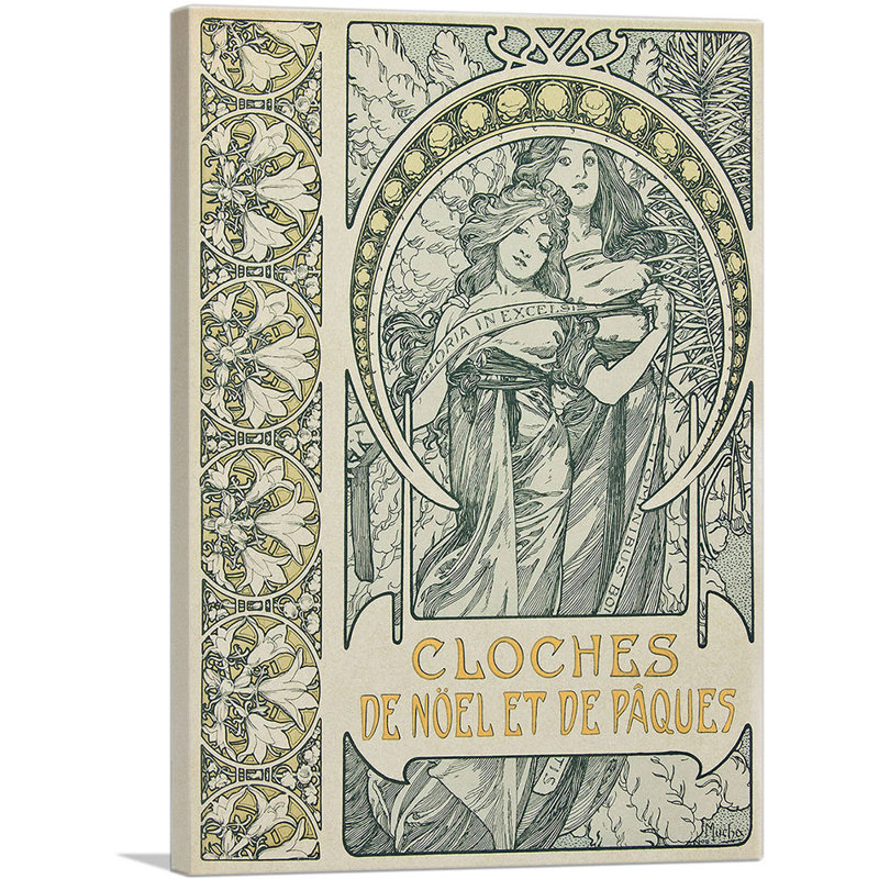 «Cloches De Noel Et De Paques Paris 1900» par Alphonse Mucha - reproduction d'art sur toile tendue