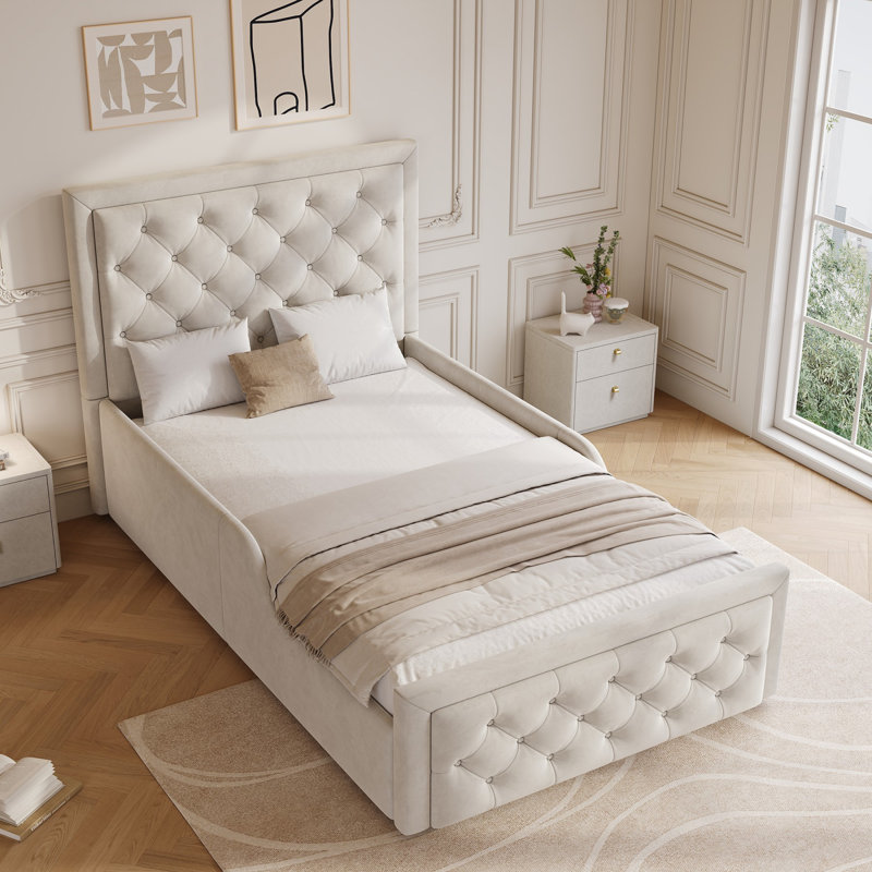 Ottoman Storage Bed, Beige