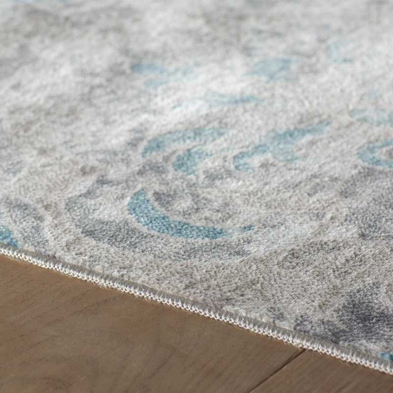 Felicia Geometric Gray and Beige Soft Low Pile Area Rug, Rectangle 2' x 3'