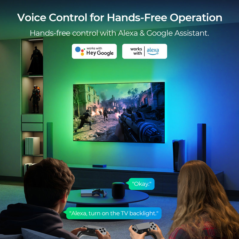 8,6 pi Lumière à bande changeante Smart RVB à intensité variable et à changement de couleur, rétroéclairage Smart TVHD Sync