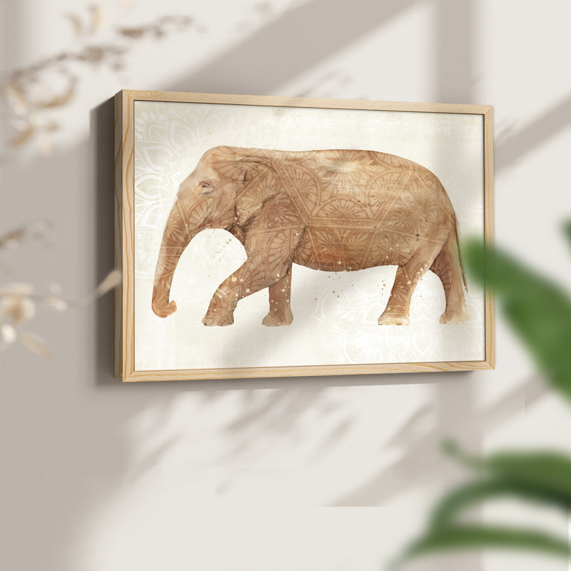 Éléphant sagesse II - reproduction encadrée - réarmable, Naturel, H 11 po x l 14 po