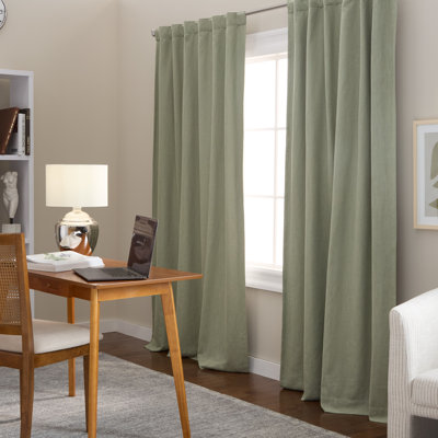 TOWN & COUNTRY LUXE ARLO Solid Linen Texture 100% Blackout Curtains 2-Pack