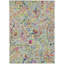 Tapis rose / gris / vert en polyester tissé à la machine Malave-818814255