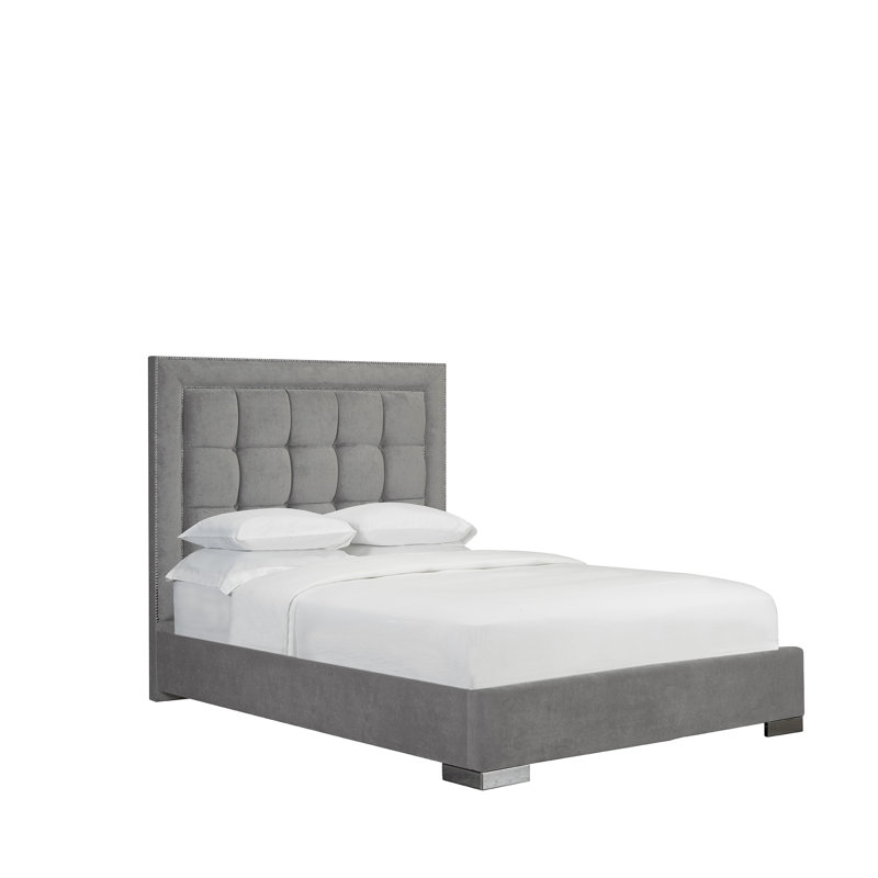 Lit plateforme en tissu d’ameublement, Double, Blanc