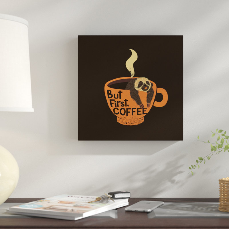« mais first, café », reproduction d’impression sur toile tendue, H 48 po x l 48 po x P 1,5 po, Toile tendue, Pas de tapis