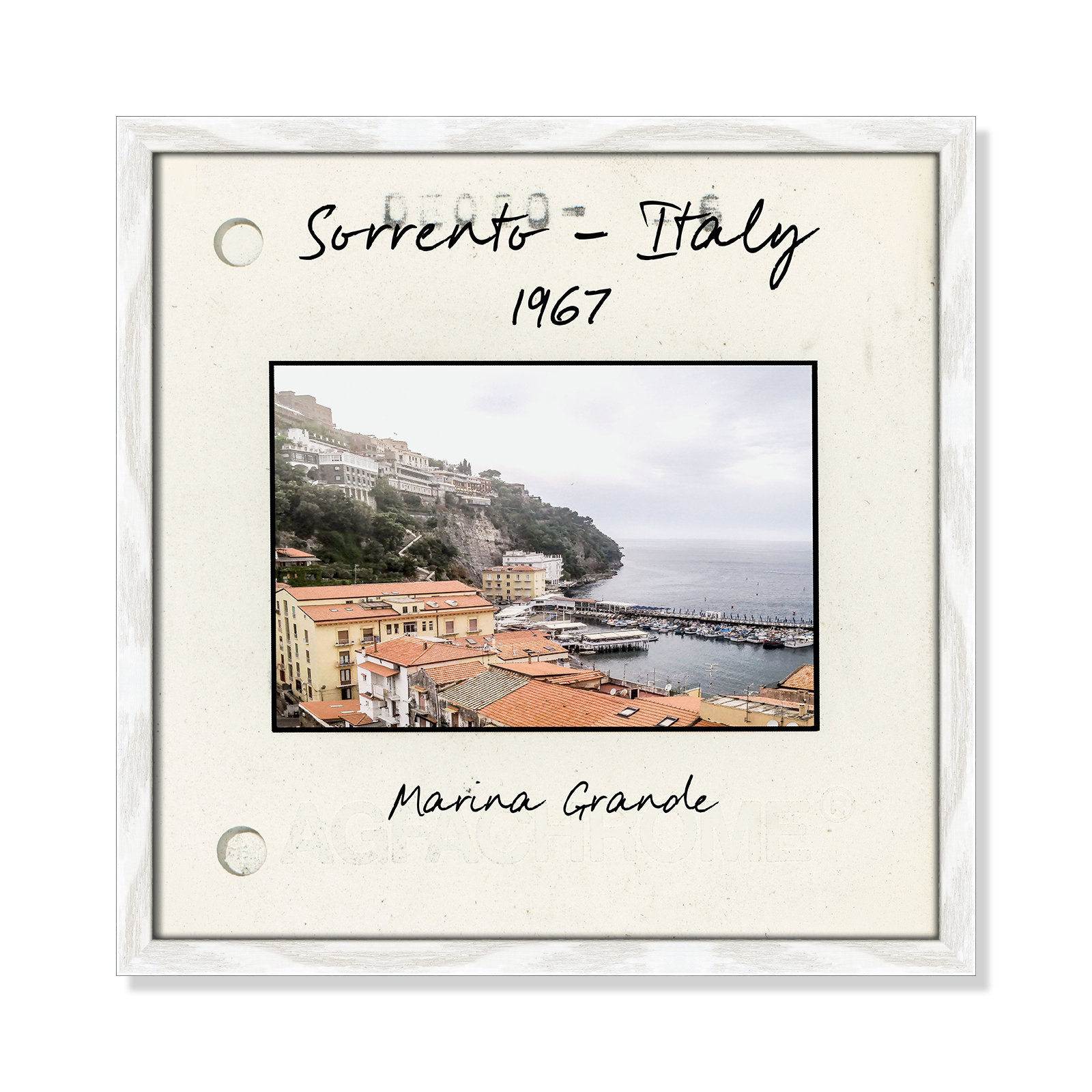 Sorrento Italy - Marina Grande Print by Susan Jill, 17" H x 17" W x 0.75" D, White Single Picture Framed Paper