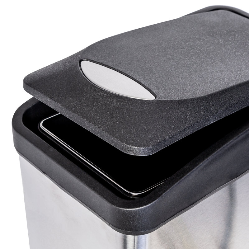 2.1 Gallon Silver Stainless Steel Rectangular Step Trash Can