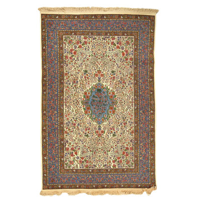 Tapis rectangulaire en laine noué à la main