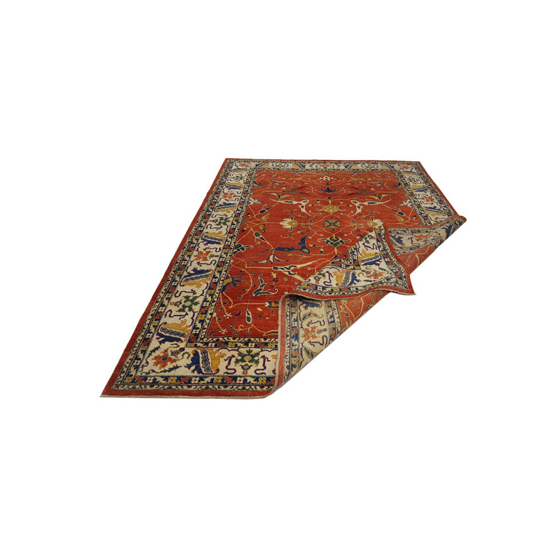 Daugherty Hand Knotted 9x12 Rust Rug