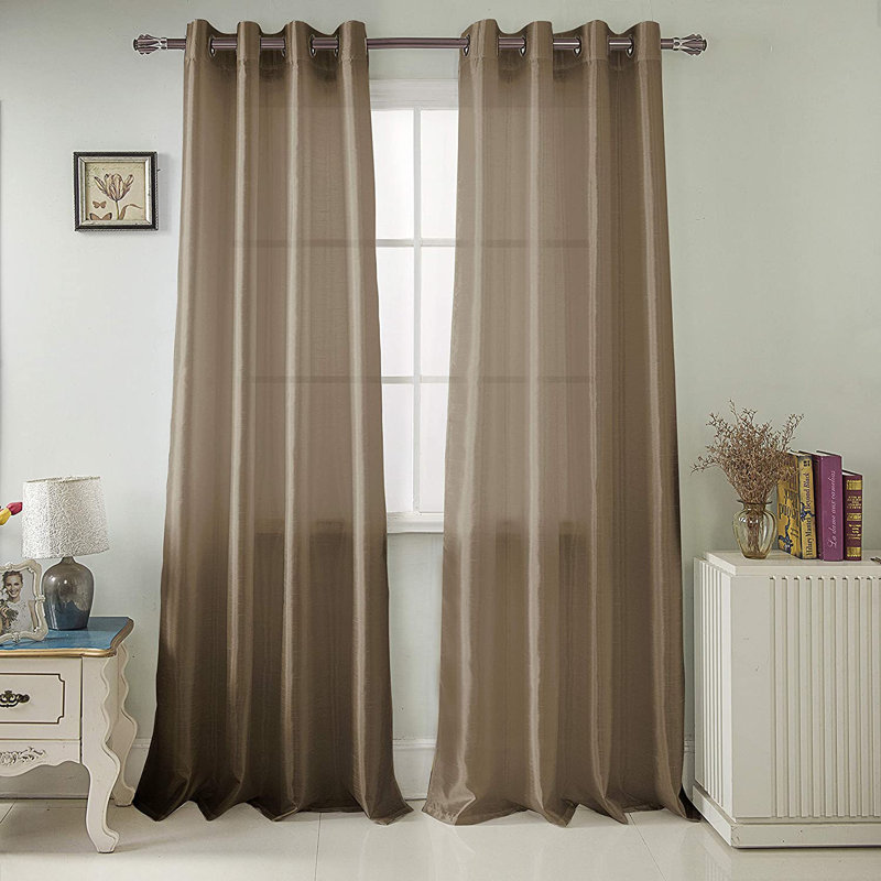 Panneau de rideau de fenêtre semi-diaphane avec œillets Matt matières, Taupe, l 54 po x L 84 po