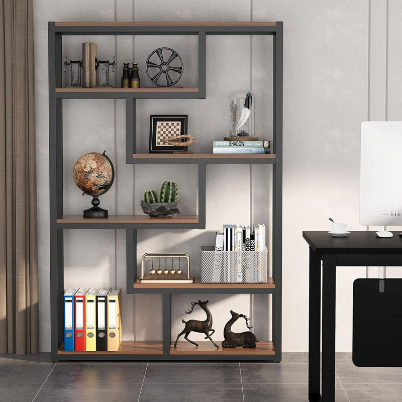 Bibliothèque géométrique H 69,29 "x l 39,37", Brun
