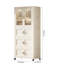 Armoire de rangement latérale pliante de 25,59 po de large avec porte magnétique et armoire de rangement en plastique avec roulettes