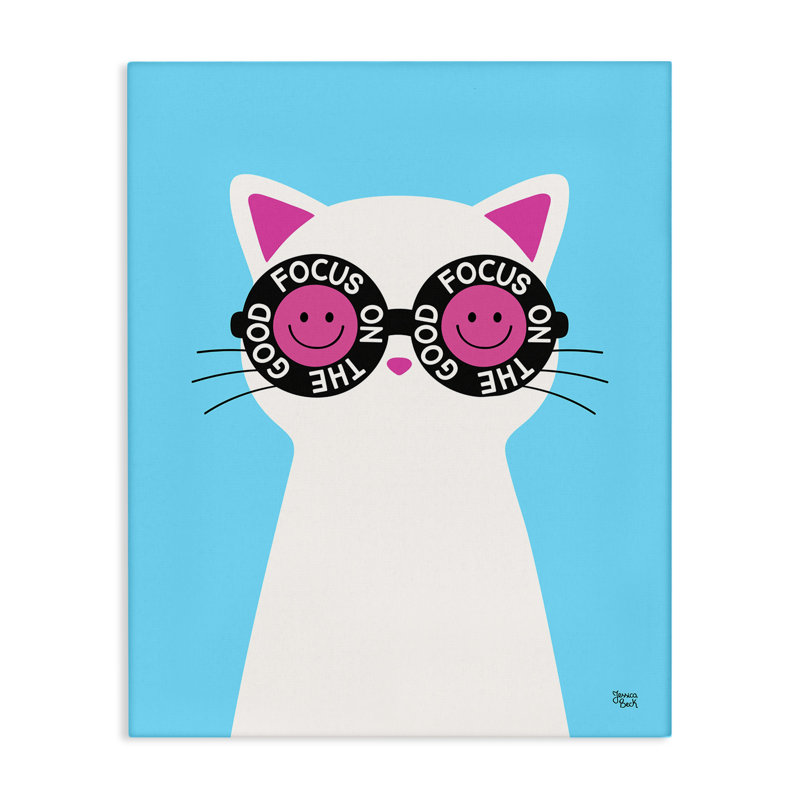 "Focus on Good Cat", art mural sur toile par Jessica Beck, H 40 po x l 30 po