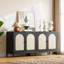 Buffet en rotin, armoire de rangement de cuisine avec portes en rotin et tablettes réglables, buffet de boissons alcoolisées Boho pour le couloir de la salle à manger, noir-1590625936