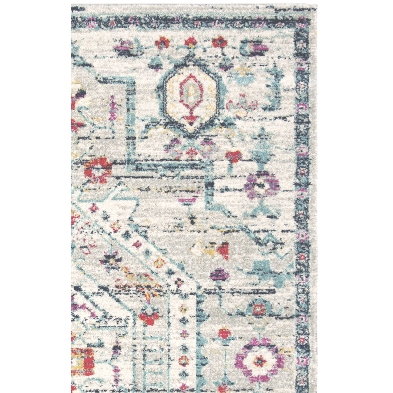 Christa Oriental Light Gray/Fuchsia Area Rug, Rectangle 5'3" x 7'6"