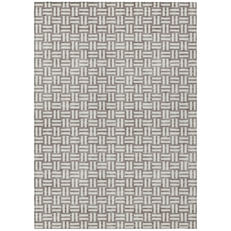 HomeRoots 3' X 5' Taupe And Gray Geometric Washable Indoor Outdoor Area Rug