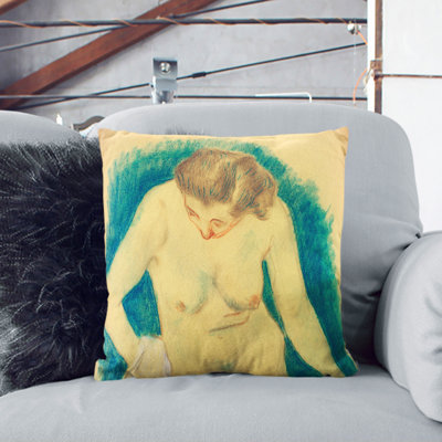 Seated Nude Square Throw Cushion